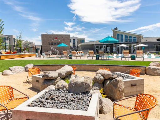 Outdoor firepit with seating  at Lumina at Spanish Springs, Sparks, NV, 89436