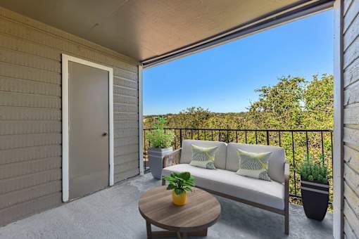 Balcony with a sofa at Great Hills, Austin, TX 78759