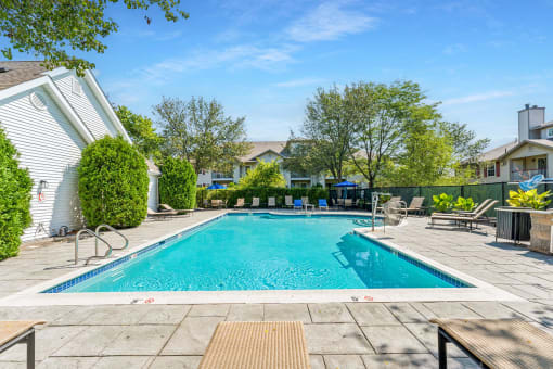 the swimming pool at our apartments at Residences at Westborough Station, Westborough, MA