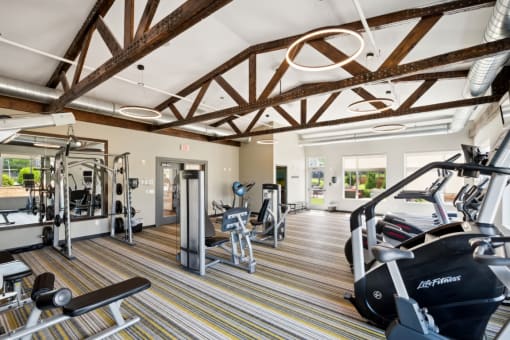 the fitness center at SoRoc on Maine in Rochester, MN