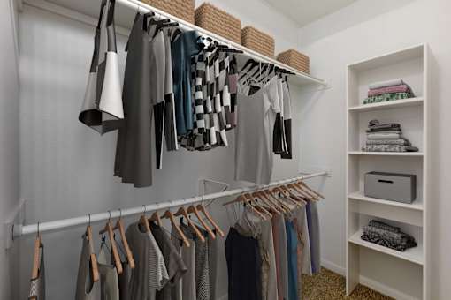 A white closet at Flats on Chapel, Texas