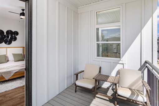 Balcony with chair at Aerie Blue Sage, Elkhorn, NE, 68022 