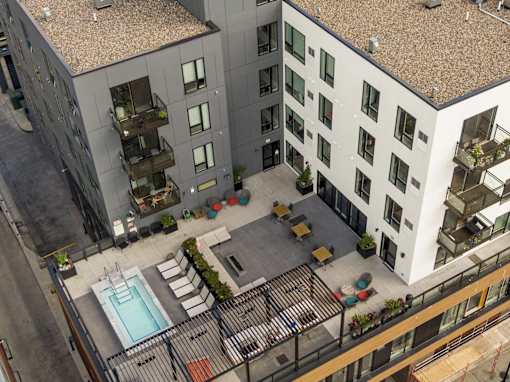 Aerial view of pool at Revel, Minnesota, 55408
