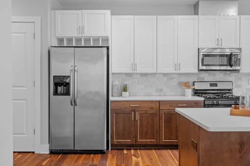 Kitchen with cabinets at Boutique 28, Minneapolis, MN