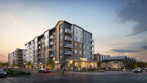 Modern Apartment Building at The Artisan at Rangeview, Calgary, AB