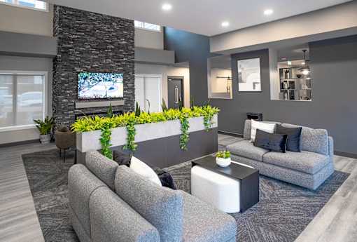 A Modern Living Room at Podium Apartments, Calgary, Alberta