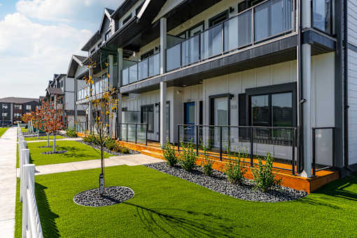 Exterior Green Space at Latitude 49 Townhomes, Winnipeg, MB