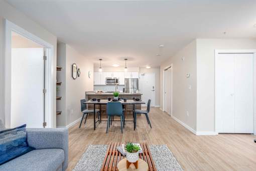 Living Room With Dining Area at G17 Apartments at Tamarack, Edmonton