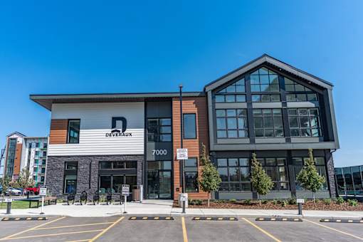 A modern building with the number 7000 on it.