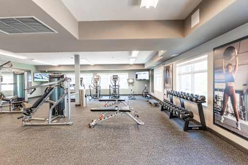 A Spacious Gym With Variety Of Equipment at Cadence at Griesbach, Edmonton, Alberta