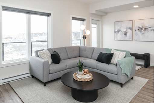 Living Room Sofa at Latitude 49 Townhomes, Manitoba, R3X 0M1
