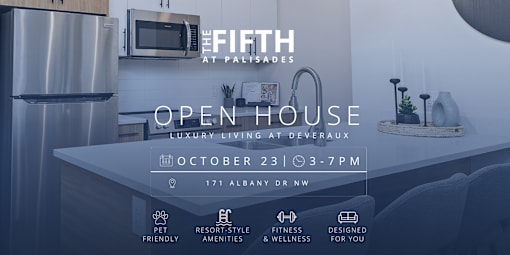 A modern kitchen is showcased in an open house event.