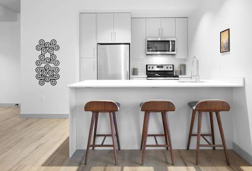 wide shot of kitchen.at Raymond Block, Edmonton, AB