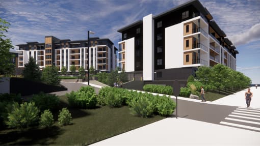 Rendering of a building at Vibe Apartments at Arbour Lake in Calgary, AB, T3G 4J2