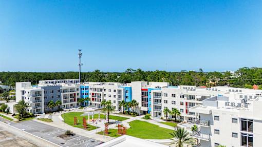 Aerial Apartment Building View at Icon One, Daytona Beach