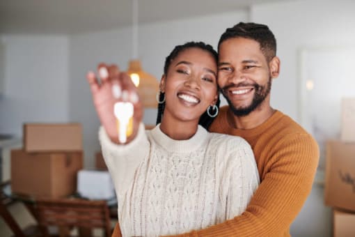 a couple taking a picture of themselves with a light bulb in their hands