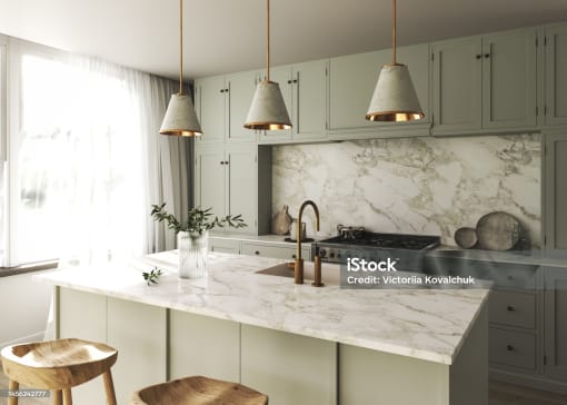 Updated green kitchen