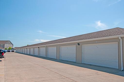 Outdoor Garage with Many Doors