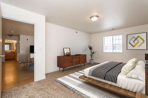 Bedroom with Bed and Dresser