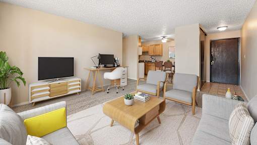 a living room with furniture and a television