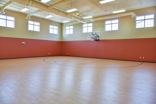 Indoor Basketball Court with Hoops
