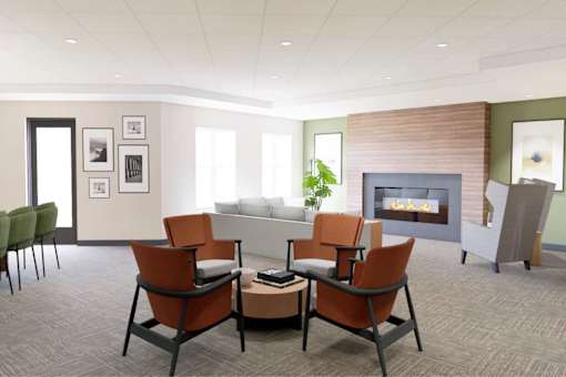 A living room with a fireplace and a couch.