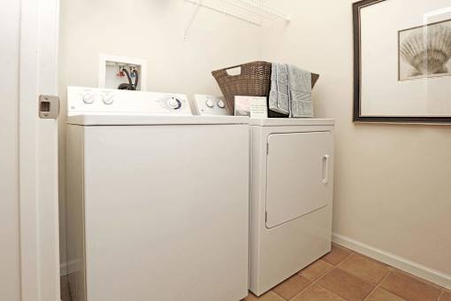 a washer and dryer in a laundry room