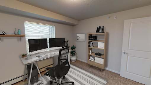 At Home Office with Desk, Computers and Cabinet