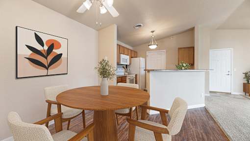 our apartments at the district feature a dining room and kitchen