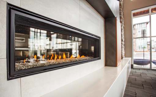 Close up of lobby fireplace