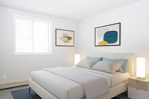 Cozy bedrooms with large windows