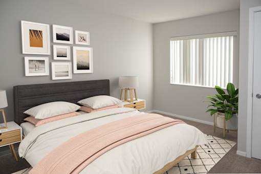 Bedroom with Bed and Windows for Natural Light