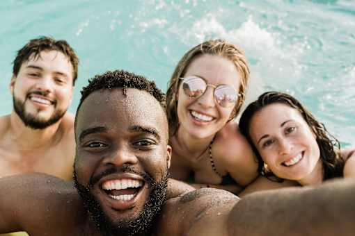Group fun in the swimming pool
