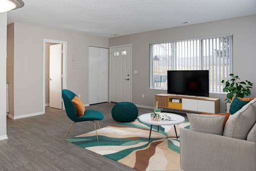 Living Room with TV and Windows