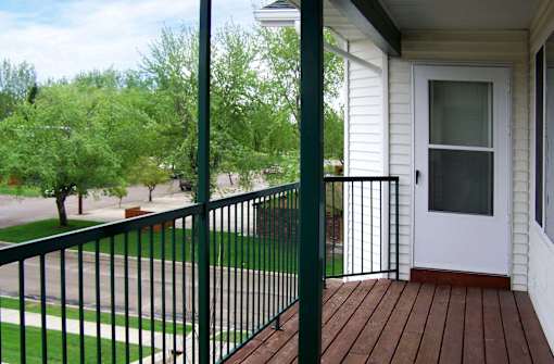 Outdoor view from spacious private balcony.