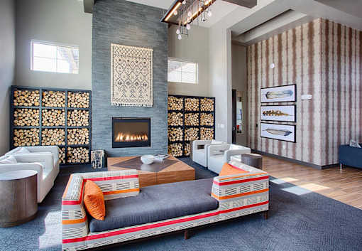 Lounge with Cozy Couches and Fireplace