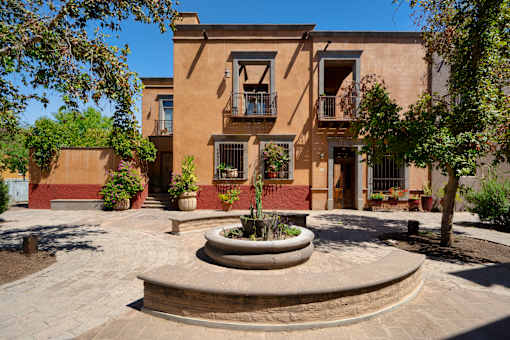 Courtyard with a fountain at Bautista Apartments, Tucson, Arizona