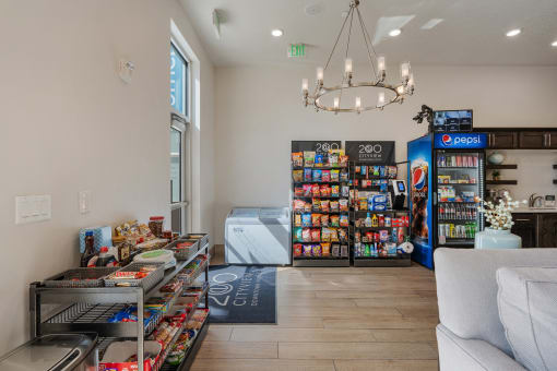 the reserve at city center spacious lobby with snacks and a vending machine at 200 City View, Provo, UT
