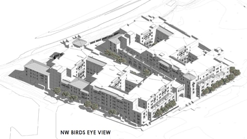 Digital model of site layout at Bautista Apartments, Arizona, 85745