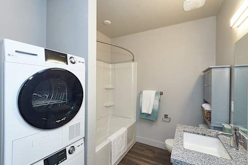 Washer and dryer at Brickside Heights Apartments, Utah