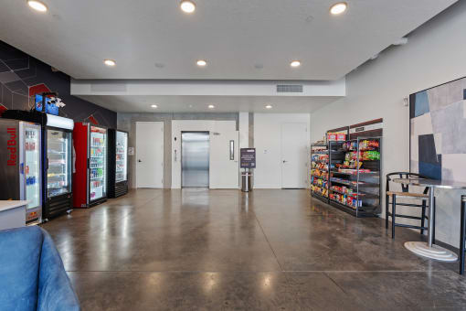 a large room with vending machines in the corner of a room at Paperbox Lofts, Salt Lake City