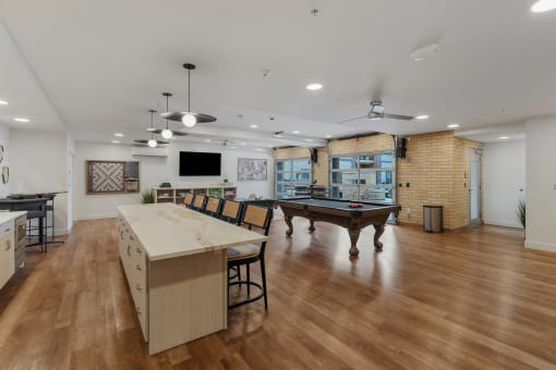 clubhouse with pool table and bar at The Revival, Salt Lake City, Utah
