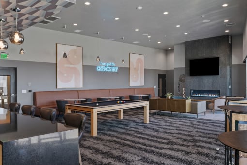Clubhouse With Pool Table at SevenO2 Main Apartments, Salt Lake City, 84101