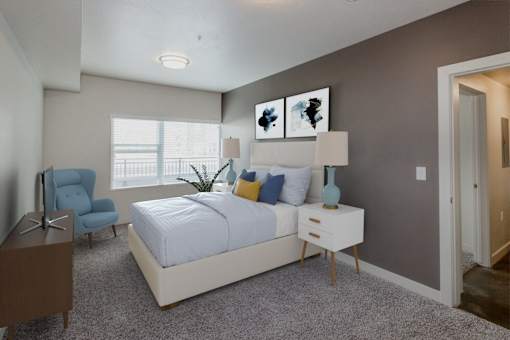 Bedroom area at Wilmington Flats Apartments, Salt Lake City, Utah