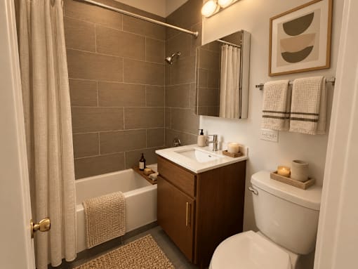 A bathroom with a toilet, sink, and bathtub.