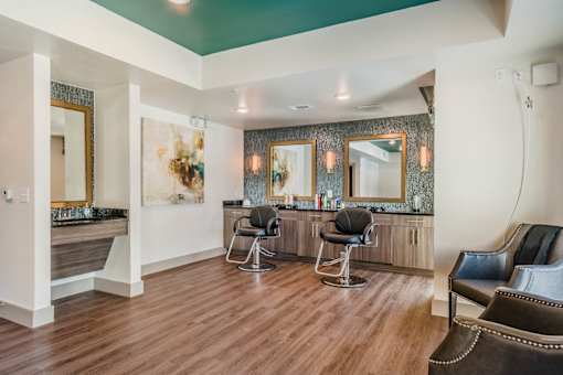 A room with a wooden floor and a green ceiling. at Atlas Point at Prestonwood Apartments , Carrollton, TX, 75010