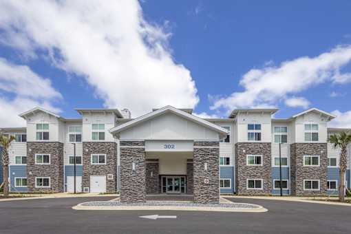A large building with the number 302 on it.
