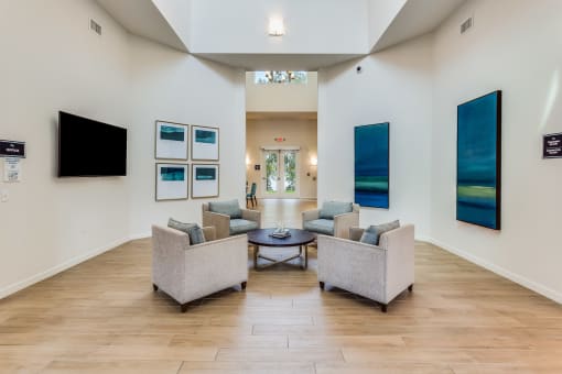 the lobby at the bradley braddock road station apartments