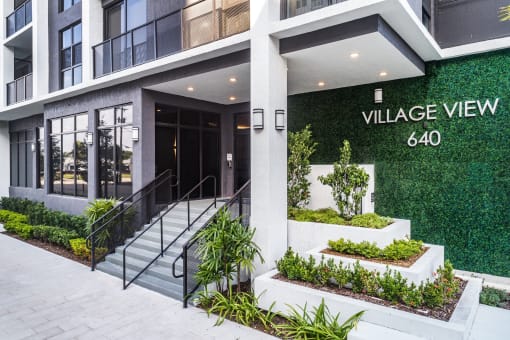 a view of the facade of village view 640