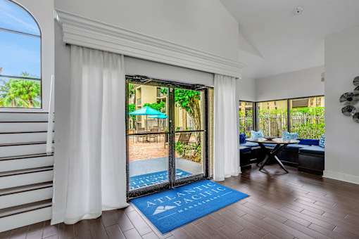 A room with a blue mat at Boca Colony Apartments, Boca Raton, FL